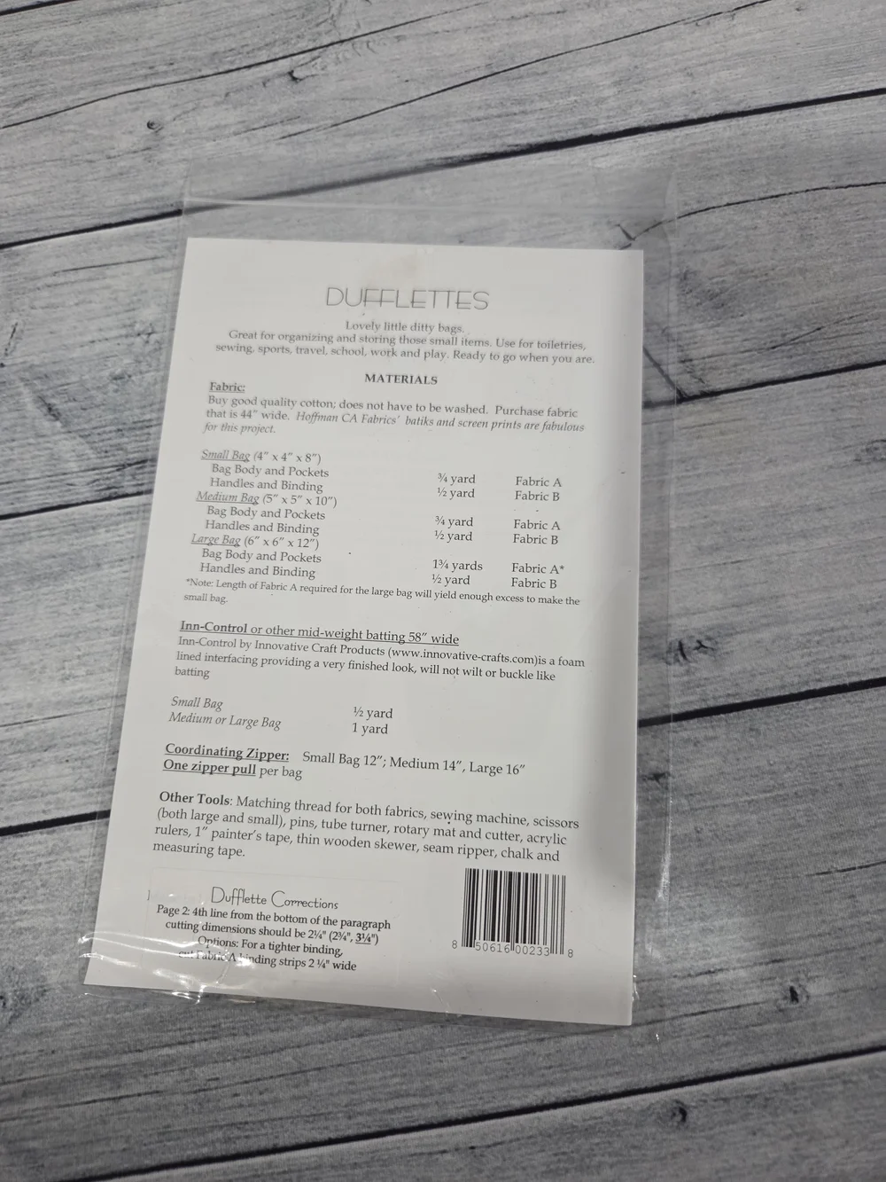 Aunties Two Patterns Dufflettes Sewing Pattern